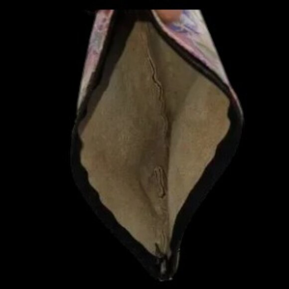 Vintage Hand Painted Leather Zip Clutch Gold Embellished - Picture 5 of 5